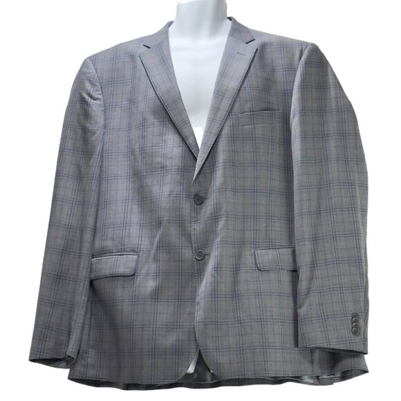 JB BRITCHES Logan Men's Sport Coat Gray Plaid Wool Lined 2 Button Vents Size 46L - Picture 1 of 8